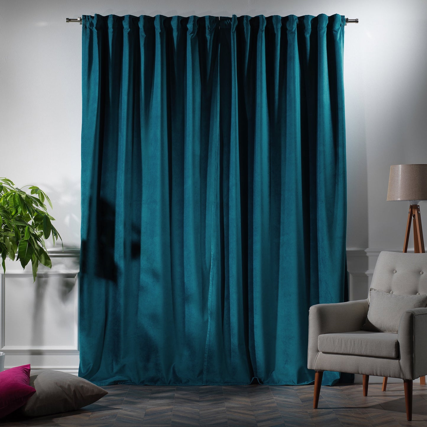 3S Brother's Solid Luxury Matte Velvet Soft Curtains Set of 2 Panels Hanging Back Tap & Rod Pocket Home D¨¦cor Bedroom Kitchen Office Windows Room Darkering ( Admiral-Berry-52in x120in )
