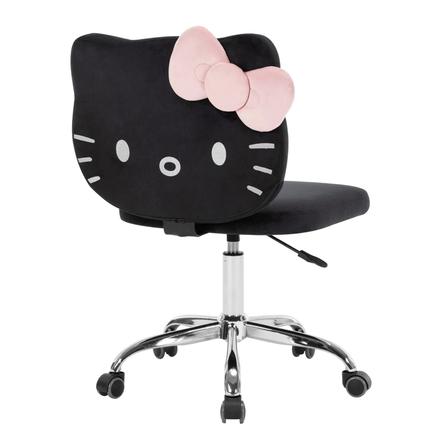 Impressions Vanity Hello Kitty Kawaii Swivel Desk Chair for Vanity Room, Black, Steel Frame