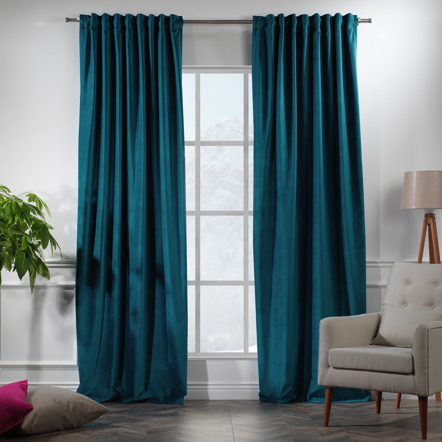 3S Brother's Solid Luxury Matte Velvet Soft Curtains Set of 2 Panels Hanging Back Tap & Rod Pocket Home D¨¦cor Bedroom Kitchen Office Windows Room Darkering ( Admiral-Berry-52in x120in )
