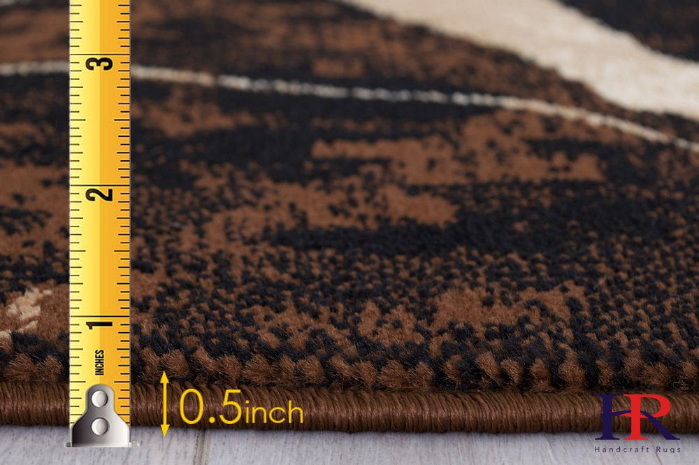 Handcraft Rugs Cabin Rug Lodge, Cabin Nature and Animals Area Rug Modern Nature Pattern Cabin Area Rug Abstract, Chocolate Brown/Beige-Fishing Tools/ Fish/ Deer 4x5 feet