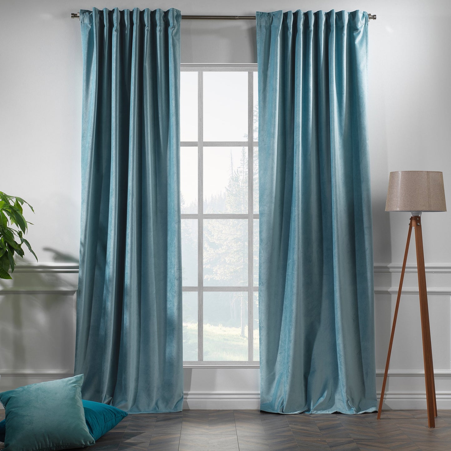 3S Brother's Solid Luxury Matte Velvet Soft Curtains Set of 2 Panels Hanging Back Tap & Rod Pocket Home D¨¦cor Bedroom Kitchen Office Windows Room Darkering ( Admiral-Berry-52in x120in )