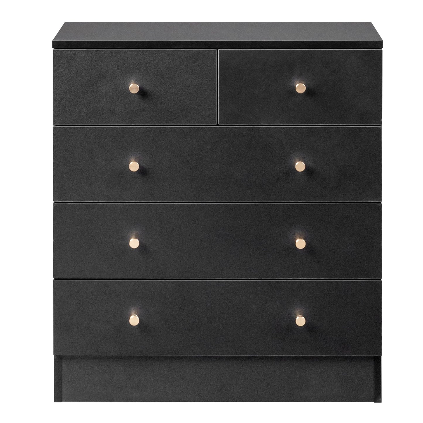 iTopRoad Wooden Dresser Chests with 5 Drawers, Modern Wood Chest of Drawers, Versatile Storage Cabinet for Bedroom, Living Room, and Hallway, Black